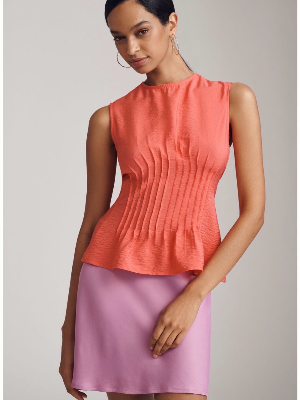 Anthropologie Della Pleated  Front Top Red XS NWT